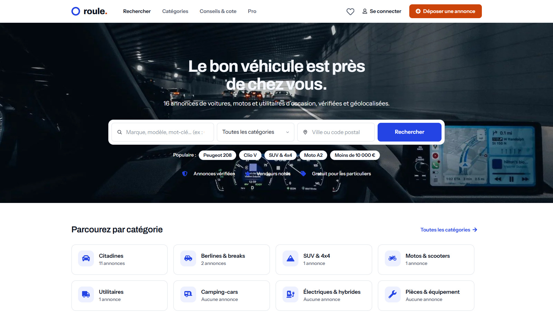 Roule — modèle de site d'annonces de véhicules